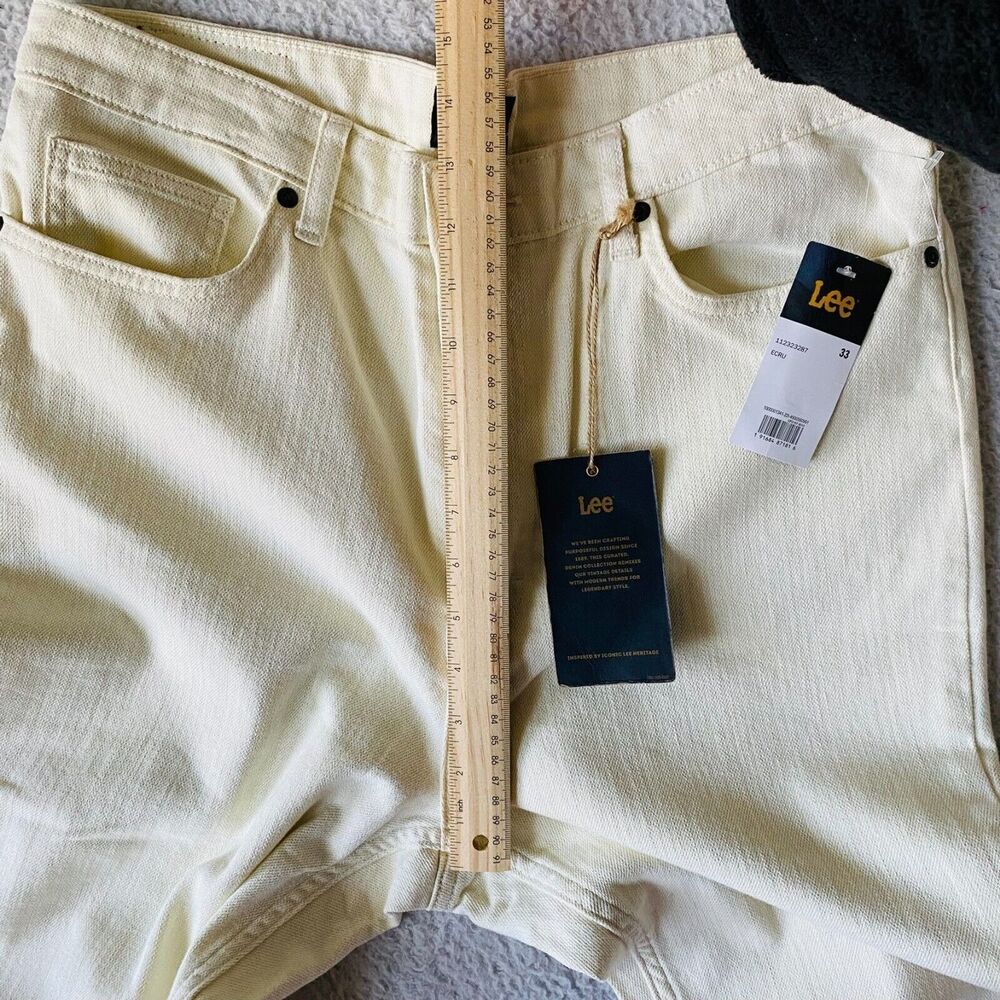 Lee Flare Jeans Womens Size 33‎ Ecru NEW Metallic Shimmer High Rise Heritage - Picture 8 of 12